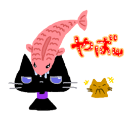 Black cat Chalta & Fish Chalre sticker #9480728