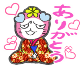 Good luck cat in a kimono sticker #9487424