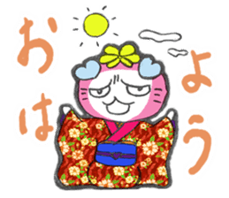 Good luck cat in a kimono sticker #9487428