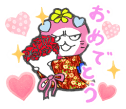 Good luck cat in a kimono sticker #9487439