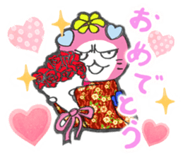 Good luck cat in a kimono sticker #9487439
