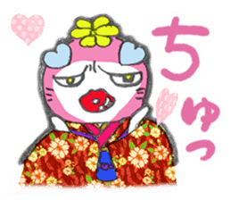 Good luck cat in a kimono sticker #9487463