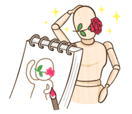 Wooden doll's daily life sticker #9489544