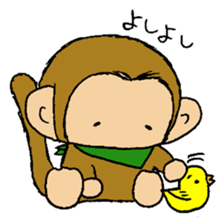 The little monkey wear a green bandana sticker #9519300
