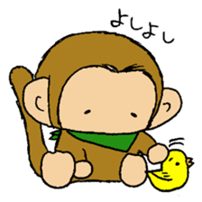 The little monkey wear a green bandana sticker #9519300