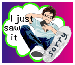 English version of the glasses man sticker #9535253