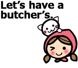 British Englsih with girl and cat 2 sticker #9545887