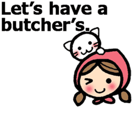 British Englsih with girl and cat 2 sticker #9545887