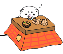 Japanese cat in winter sticker #9552504