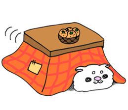 Japanese cat in winter sticker #9552506