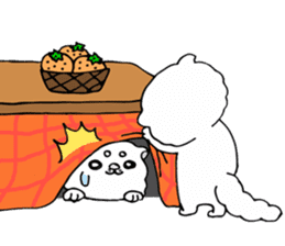 Japanese cat in winter sticker #9552507