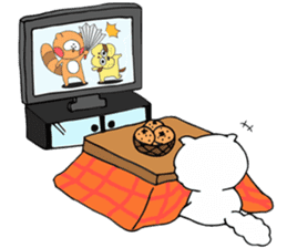 Japanese cat in winter sticker #9552509