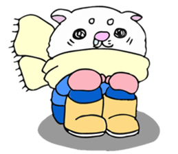 Japanese cat in winter sticker #9552514