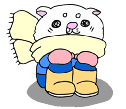 Japanese cat in winter sticker #9552514