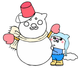 Japanese cat in winter sticker #9552521