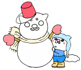 Japanese cat in winter sticker #9552521