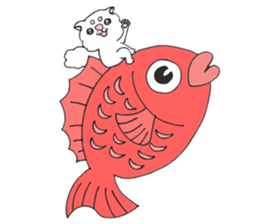 Japanese cat in winter sticker #9552539