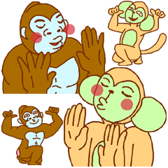 Gorilla blue man and monkey green man