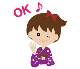 english version elegant kimono girl sticker #9563710