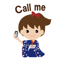 english version elegant kimono girl sticker #9563711