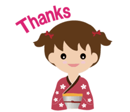 english version elegant kimono girl sticker #9563734