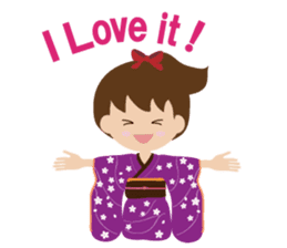 english version elegant kimono girl sticker #9563735