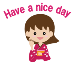 english version elegant kimono girl sticker #9563743