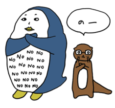 Human-Faced Penguin and his friends sticker #9570025