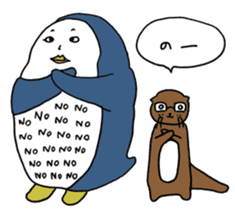 Human-Faced Penguin and his friends sticker #9570025