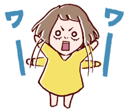 Bangs were cut too much. sticker #9574927