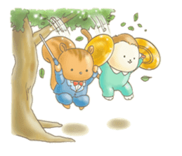 Cute bear and rabbit 5 by Torataro sticker #9575448