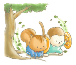 Cute bear and rabbit 5 by Torataro sticker #9575449