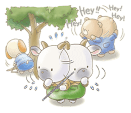 Cute bear and rabbit 5 by Torataro sticker #9575451