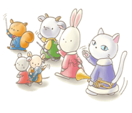 Cute bear and rabbit 5 by Torataro sticker #9575458