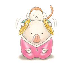 Cute bear and rabbit 5 by Torataro sticker #9575461