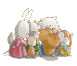 Cute bear and rabbit 5 by Torataro sticker #9575464