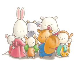 Cute bear and rabbit 5 by Torataro sticker #9575468