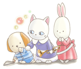 Cute bear and rabbit 5 by Torataro sticker #9575472