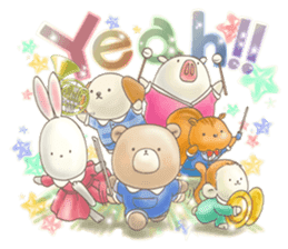 Cute bear and rabbit 5 by Torataro sticker #9575474