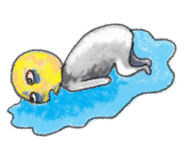 yellow moon boy sticker #9575978