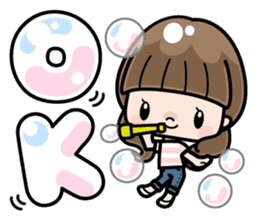 Cute girl with long hair (Chinese) sticker #9596729