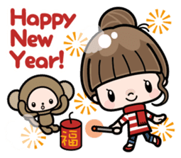 Cute girl with long hair (Chinese) sticker #9596753