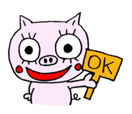 false eyelashes pig sticker #9601962