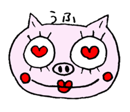 false eyelashes pig sticker #9601978