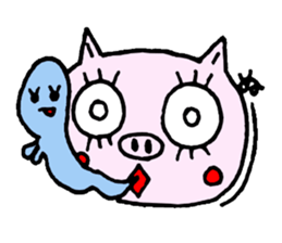 false eyelashes pig sticker #9601980