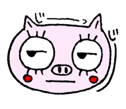 false eyelashes pig sticker #9601984