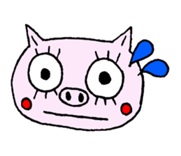 false eyelashes pig sticker #9601989