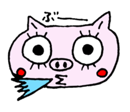 false eyelashes pig sticker #9601992