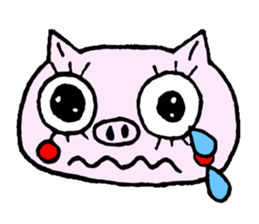 false eyelashes pig sticker #9601994