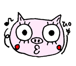 false eyelashes pig sticker #9601997